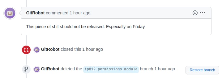 Даже наш github бот участвует в дерзкой пятнице 🔥🔥🔥 image preview